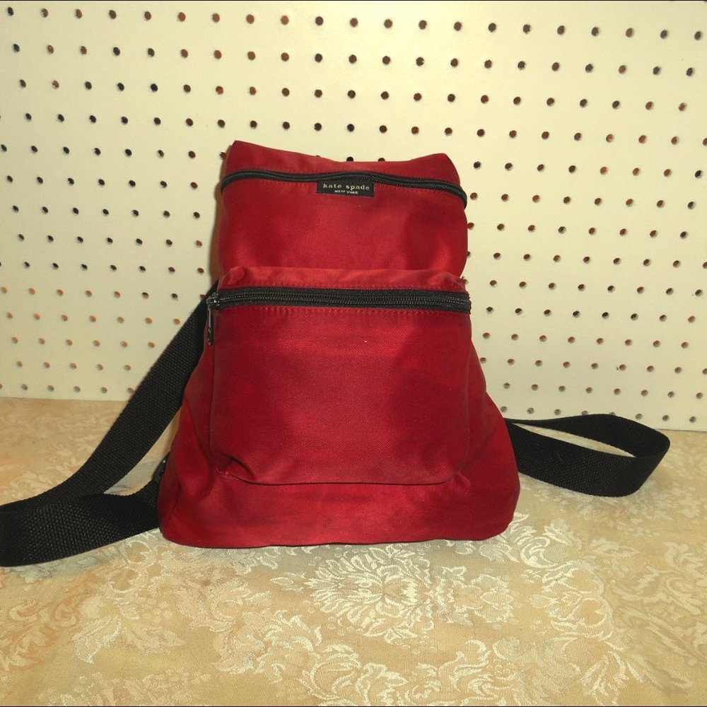 KATE SPADE RED NYLON BACKPACK HANDBAG